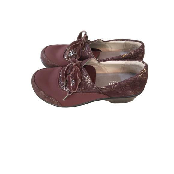 Alegria Women's Leather Shoes Size 41 Cranberry Gold Comfort Safety Work Travel - Picture 4 of 9